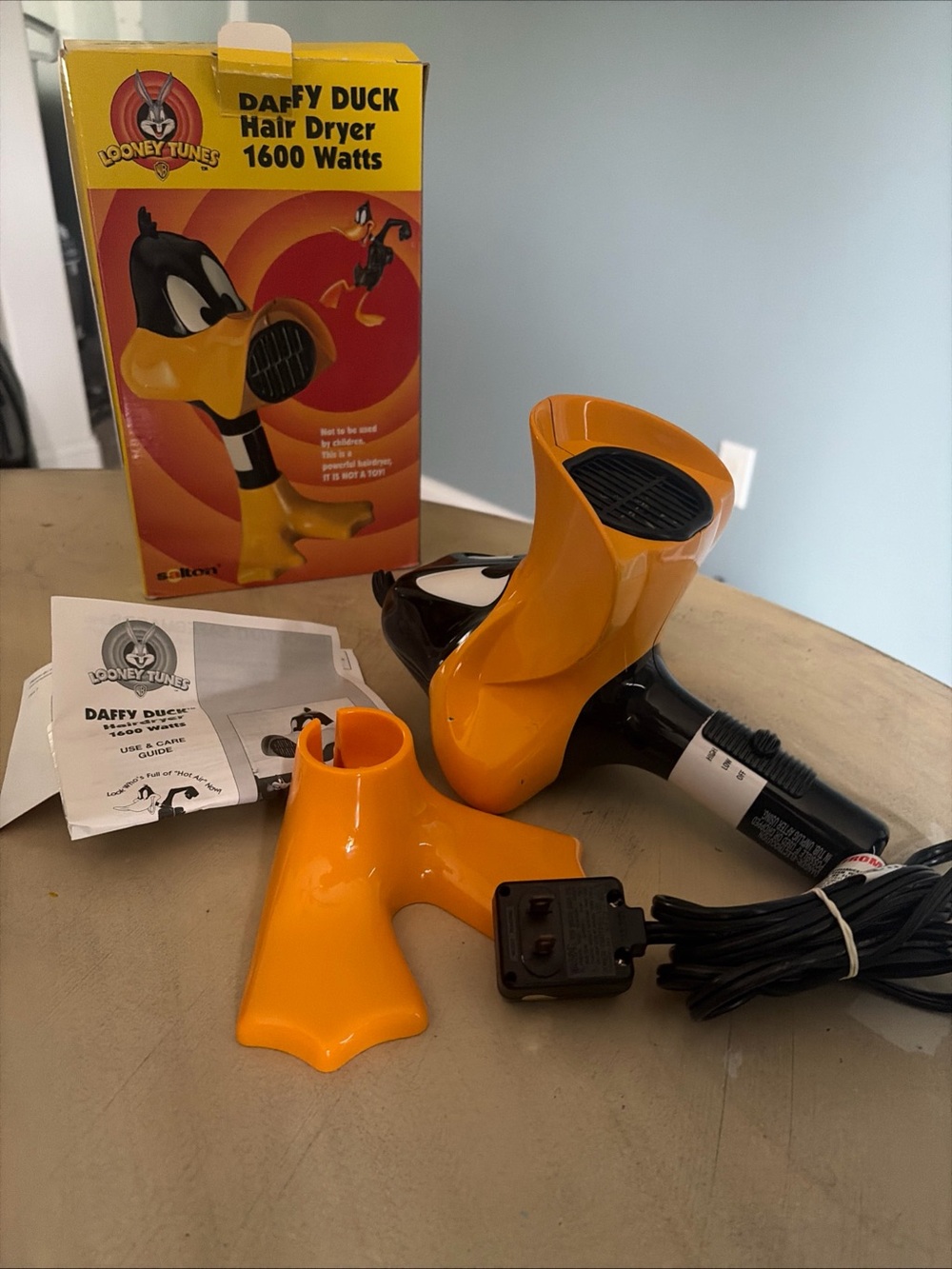 Vintage Looney Tunes Daffy Duck Hair Dryer By Salton 1999 Open Box, Tested